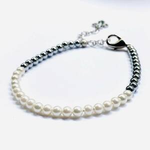 [Vita-Italy]Made in ITALY/ pearl × silver jenda- less bracele 040