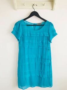 ★新品 Forever21 シフォンワンピース S ブルー系 半袖 フォーエバー21