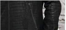 本皮 ジャケット メンズ ラムシングルライダース スタジャン 革ジャン 型押しワニ模様 スタジアムジャンパー 春夏秋冬用 シープスキン 4XL_画像9