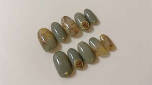 ネイルチップ カーキカラーネイル