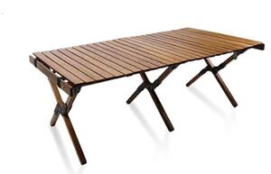 ウッドロールトップテーブル 天然木 コンパクト キャンプテーブル アウトドアテーブル (120*60*45cm)
