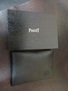  Piaget Piaget leather black folding twice purse unused goods ( used )