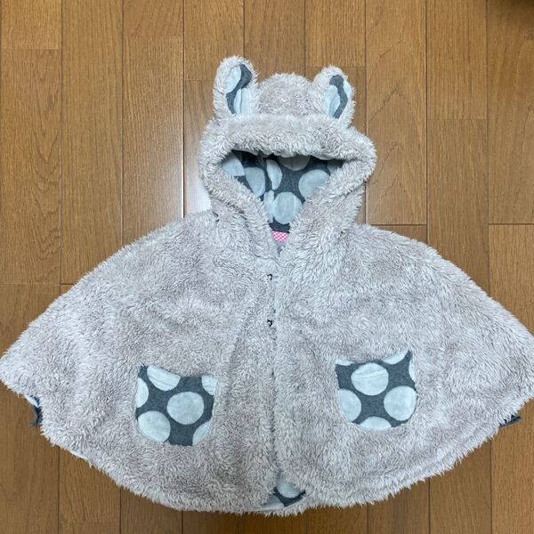 ポンチョ ケープ ベビー リバーシブル ボア もこもこ あったか