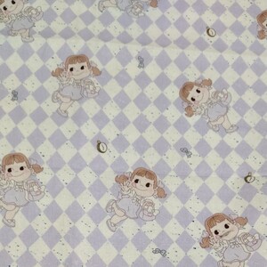 シーチング生地 ラベンダー ダイヤ ペコちゃん