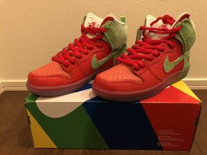 国内正規品 24.5cm 黒タグ Nike SB Dunk High Strawberry Cough ナイキ エスビー ダンク ハイ ストロベリー コフ スペシャルボックス