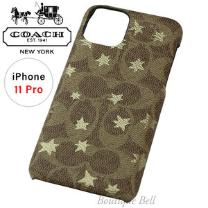  new goods! Coach signature Star print iPhone11Pro case khaki / Gold 