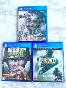 【春値下げ】PS4 ソフト セット売り 3枚セット モンハン コールオブデューティワールドウォーII