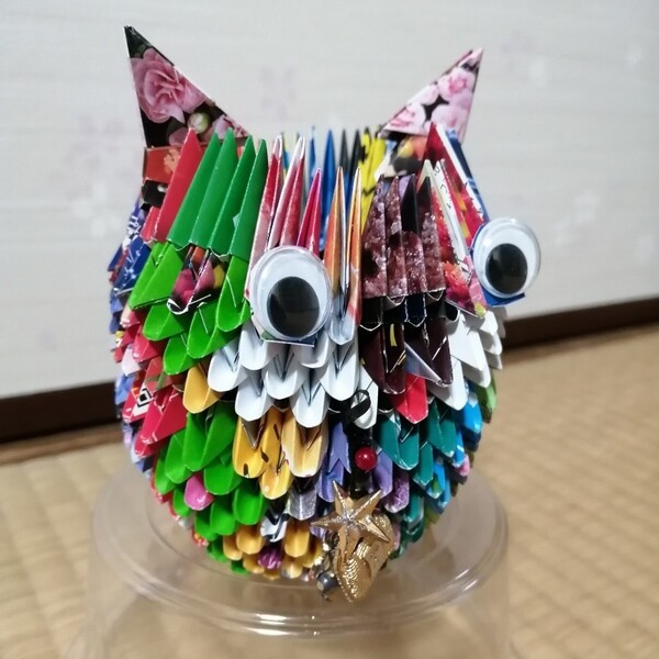 ハンドメイド ブロック折り紙 フクロウ
