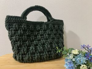 毛糸のバスケット風マルシェバッグ ハンドメイド
