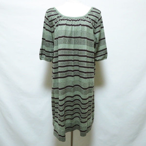#wnc Paola Frani PAOLAFRANI tunic 38 green series Italy made knitted total pattern . minute sleeve lady's [598774]