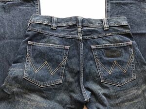 [ prompt decision ]W32 Wrangler WRANGRER dark color Denim pants strut hem chain stitch cotton 100% used hige processing 