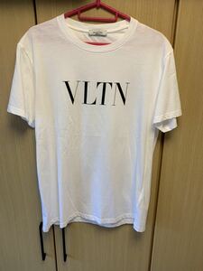 正規 19AW VALENTINO ヴァレンティノ 黒 VLTN ロゴ クルーネック Tシャツ カットソー 白 S SV3MG10V3LE