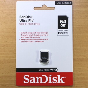 SanDisk サンディスク 小型 USBメモリ 64GB Ultra Fit / USB3.0 対応/最大130MB/s 読込み