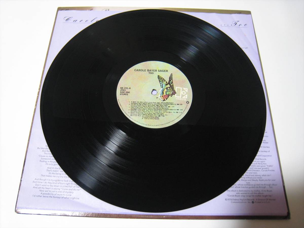 LP】 CAROLE BAYER SAGER / ○プロモ○TOO US盤 キャロル