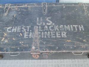  super-rare BIG!40's~ black color black USA the US armed forces military tool box american Vintage /50's furniture signboard navy Air Force antique old clothes New York 50*s