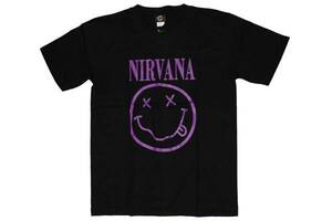 ニルバーナ（NIRVANA）ロックバンドＴシャツ、Ｓサイズ、超特価、黒×紫