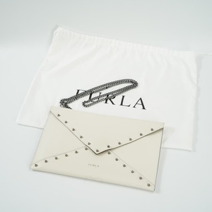 FURLA Furla studs shoulder bag clutch bag leather chain 