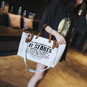 キャンバス バッグ トートバッグ 大容量 レディース 鞄 2way ショルダーバッグ 肩掛け 帆布 PU レザー ハンドバッグ