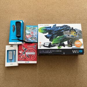 Wii U モンスターハンター3、マリカー、Wiiリモコン、ヌンチャク、LANアダプタセット