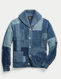 RRL indigo patchwork shawl knit パッチワークニット