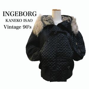 790[ ultra rare unused ]INGEBORG* Ingeborg quilting MA1 blouson Vintage Kaneko Isao PINK HOUSE black 90's oversize 
