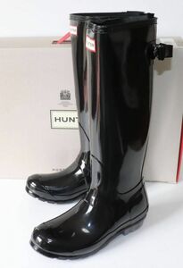 定価19000 新品 本物 HUNTER 靴 WOMENS ORIGINAL TALL BACK ADJUSTABLE GLOS BOOTS ブーツ WFT1001RGL ハンター JP23㎝ UK4 US6 EU37 3004