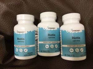 送料無料《3個》ビオチン 7500mcg (7.5mg) 60粒(サプリ Biotin ビタミンH vitacost ビタコスト サプリメント)