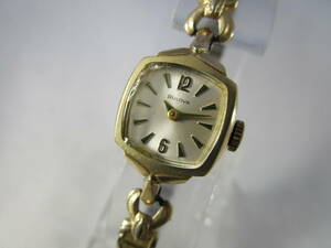 1973年製 BULOVA ブローバ 女性用 レディース ヴィンテージ アンティーク 手巻き 腕時計 ゴールド 金色 ブレスレット 1970年代USAアメリカ