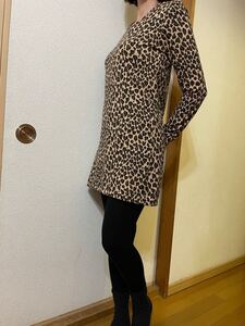 ヒョウ柄ニットワンピース