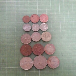 イギリス新旧硬貨×15枚(1971~2013年)