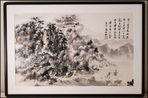 Art hand Auction 1506 傅益瑤 水墨画 漫々青山走 父 傅抱石 希少 フ･イーヤオ /桜, 美術品, 絵画, 水墨画