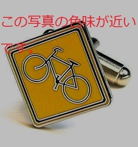 同梱Ok送安[　バイク　自転車 カフス　ボタン　]　黄色　イエロー 四角　スクエア