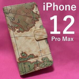 iPhone 12 Pro Max 地図デザイン 手帳型ケース