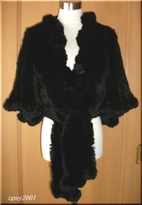 DRESS CAMP Dress Camp black Rex rabbit frill wide width sleeve. wonderful jacket as good as new 