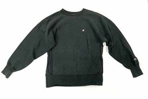 90’s メキシコ製 チャンピオン スウェット リバースウィーブ Champion REVERSE WEAVE CREW ブラック ソリッド サイズL 大きめ [tal-0207]