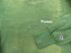 90*s 90 period American made Champion Rebirth we bWisconsin embroidery Champion REVERSE WEAVE CREW green fe-do size M [l-2100]