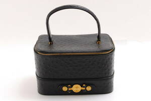 [Beauty] Versace Ostrich Vanity Bag GD Black A530, cormorant, Versace, Bag, bag