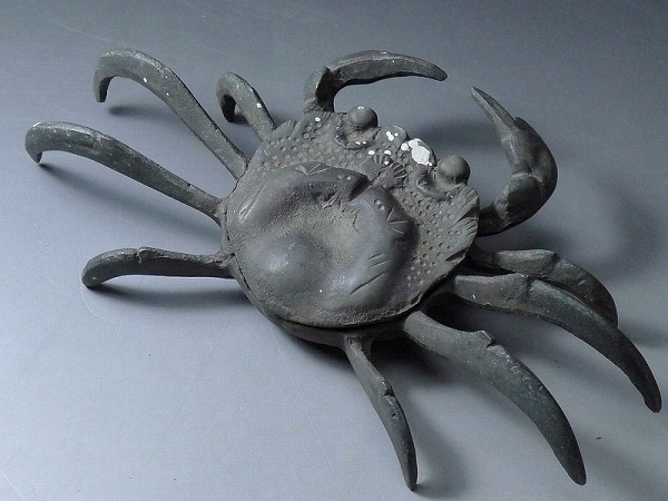 昭和初期 銅製 金工細工 置物 飾り物 蟹型 三点セット カニ 煎茶飾り 
