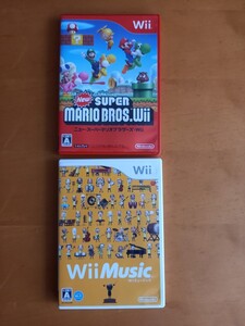 Nintendo Wiiソフト(2本セット、説明書等付き) NewスーパーマリオブラザーWii Wii Music