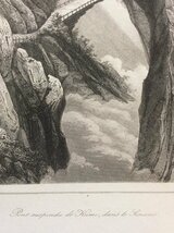 1850年 信濃の久米の釣り橋 ルメートルによるオリジナル銅版画_画像3