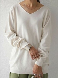 antiqua★アンティカ★万能綿 knit ニット レディース Vネック トップス 綿★サイズS　1030-31