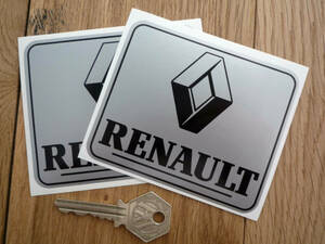 ★送料無料★RENAULT Black & Silver Sticker ルノー ステッカー デカール 105mm x 80mm 2枚セット