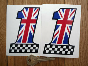 ★送料無料★UK No1 Union Jack Chequered Sticker ユニオンジャック ステッカー デカール 105mm × 70mm 2枚セット