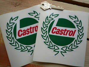 ★送料無料★CASTROL Garland Shaped Classic STICKER カストロール ステッカー デカール 105mm 2枚セット