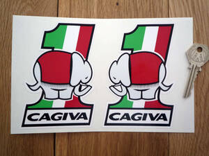 ★送料無料★CAGIVA Elephant Sticker Decal カジバ エレファント ステッカー デカール 120mm x 80mm 2枚セット