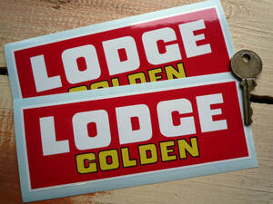 ★送料無料★LODGE GOLDEN SPARK PLUG STICKER ステッカー デカール 150mm x 55mm 2枚セット