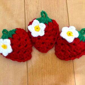 エコたわし いちご アクリルたわし ハンドメイド