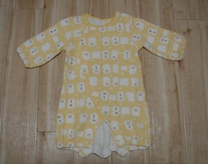 * Baby underwear baby warm rompers long sleeve * snow ... pastel yellow snowman * man girl size 80 * USED *