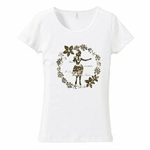 (XL)ホワイト【tf029】ヴィンテージサークルハイビスカスフラガールプリント　フラダンスメール便発送Tシャツ半袖送料無料ハワイ・フラ_画像1