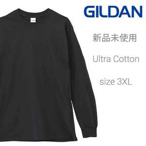 新品未使用 ギルダン ウルトラコットン 無地 長袖Tシャツ ブラック XXXL GILDAN 2400